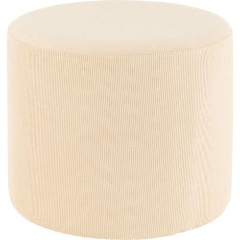 Pouf Déco en Velours "Lignes" 43cm Crème