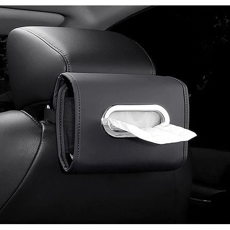 Soporte para toallas de papel en el reposacabezas del coche - Soporte para toallas de papel en el asiento trasero del coche - Soporte para pañuelos de papel para coche (Negro)