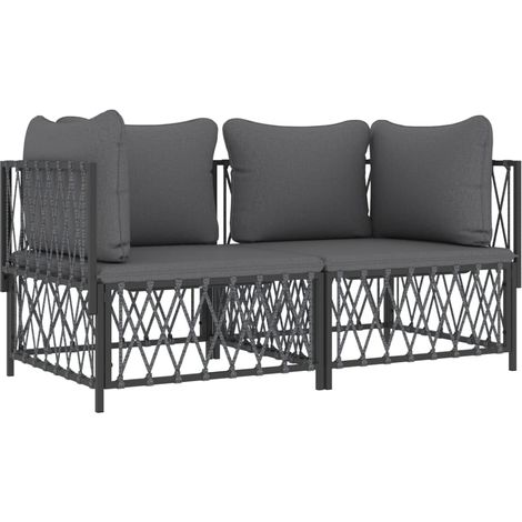 Muebles de jardín muebles de exterior juego de muebles con cojines 2 piezas acero antracita 020018288 (1/5)