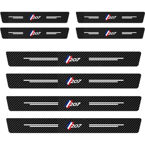 (8 pièces 207) Autocollants de protection anti-rayures pour seuil de porte Peugeot 207 (2011-2021) - Style fibre de carbone (1/3)