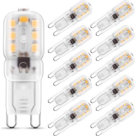 2W G9 Blanc Chaud 3000K, Ampoule LED, 25W Ampoule Halogène Équivalent, 230V AC 200lm, 360° Larges Faisceaux, Culot G9 Lot de 10 [Classe énergétique A+] (1/5)