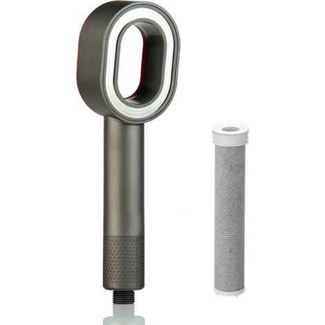 Pommeau de douche à main haute pression (gris) avec filtre ACF, économie d'eau, élimine le chlore, purifie l'eau dure, effet pluie, compatible avec tous les appareils. (1/5)