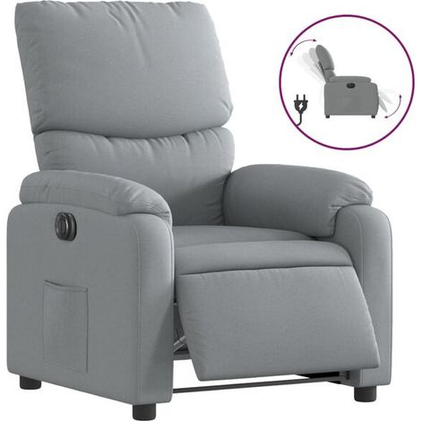 Fauteuil inclinable électrique en tissu gris clair (1/5)