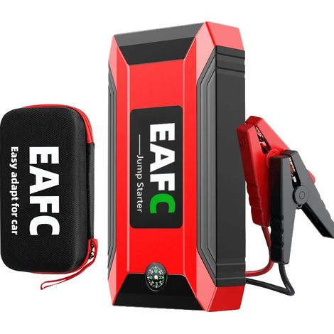 Avviatore di emergenza per auto, power bank da 8000 mAh, torcia di emergenza, rosso con borsa (1/2)