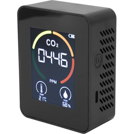 Détecteur qualité air CO2 température humidité affichage couleur transportable multiusage domicile magasin bureau hôtel (1/5)