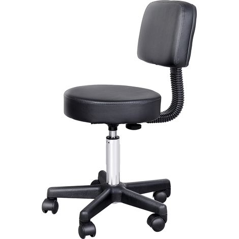 Sgabello con Schienale da Salone Sedia Girevole in Finta Pelle Altezza Regolabile Nero