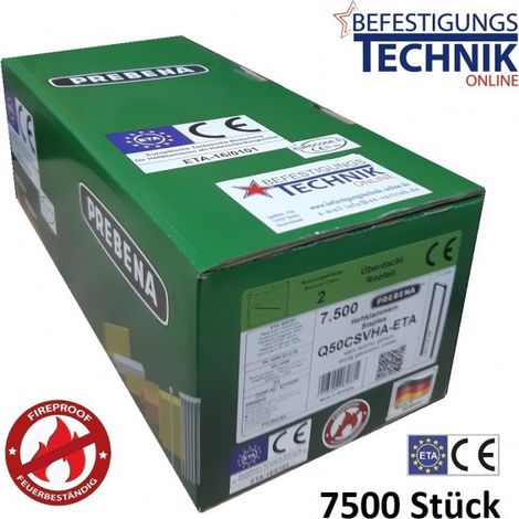 Prebena Q-50CSVHA-ETA 50mm Brandschutz Klammern verzinkt für Senco Würth Q Haubold HD7900 7,5M KL-39"-"EN13849