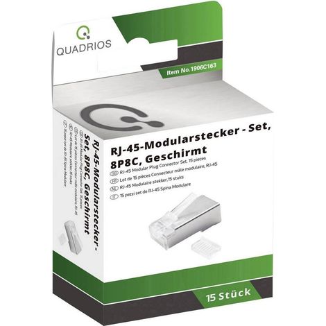 Conectores Quadrios RJ 8P8C Blindados Macho Lote de 15 piezas