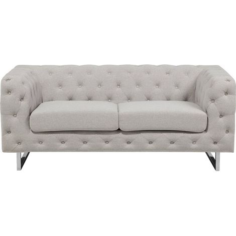 Sofá estilo Chesterfield 2 plazas con botones beige capitoné Vissland