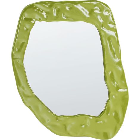 Espejo de pared decorativo 74 x 57 cm estilo retro asimétrico MDF verde Martyre