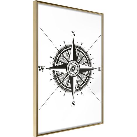 Affiche Murale Encadrée "Rose of the Winds" 21 x 30 cm Or