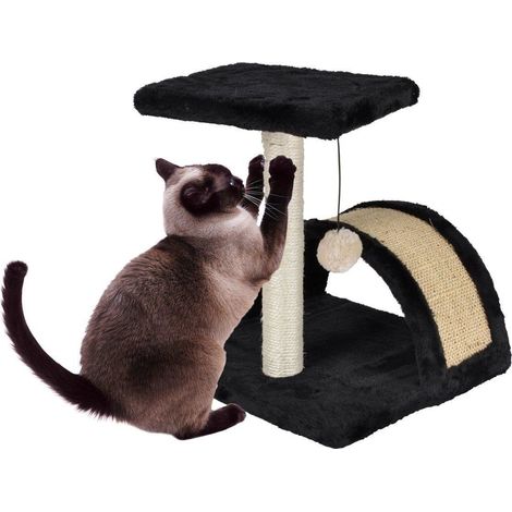 Kratzbaum für Katzen mit einer Plattform und einem Pompon, 38 cm, schwarz (1/4)