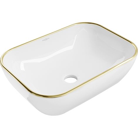 Mexen Rita Aufsatzwaschbecken 50 x 40 cm, Weiß/Gold - 21084505 (1/5)