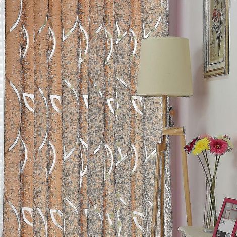 pièce Rideau de porte/fenêtre en tulle à motif de feuilles de vigne, panneau de drapé, foulard transparent V