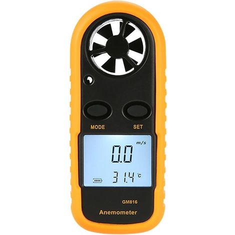Anémomètre de poche, mini-jauge de vitesse du vent et de température avec écran LCD numérique pour planche à voile, cerf-volant, voile, surf, pêche (1/4)