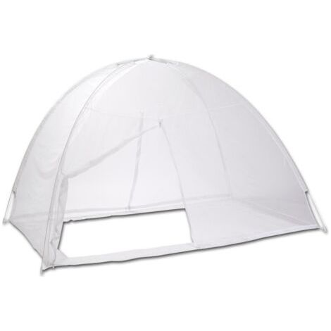 OSE – Moustiquaire dôme pop-up pour lit 200x180cm – Protection complète contre insectes – Housse de rangement incluse – 100% polyester blanc