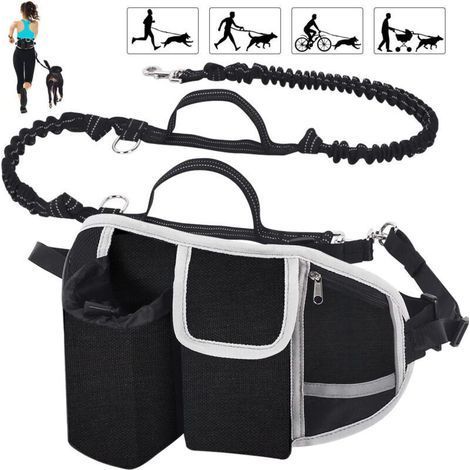Dog Leash Hands Free Dog Leash Shock Absorption Comfort Reflective Stitching Great for Running Jogging and Walking Off Black (1/4)