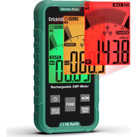 Détecteur 3-en-1, Testeur de Champ Électromagnétique Portable–RF/EF/MF (1/5)