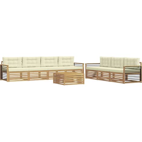 Conjunto de sofás de exterior 8 uds. 7 plaza Blanco y Crema vidaXL (1/5)
