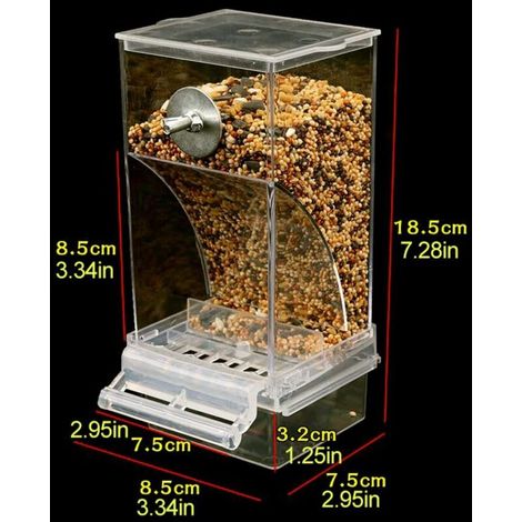 Mangeoire Automatique pour Oiseaux, Accessoires de Cage à Oiseaux pour Bain D'oiseau de Cage de Récipient de Nourriture Transparente pour Cacatoès et Canari Perruche de Petite (1/5)
