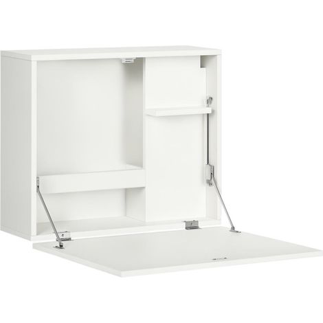 Gain de Place et Rangement Table Murale Rabattable 60x21,5x50 cm Bureau Suspendu pour Petit Espace et Maison Blanc (1/5)
