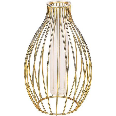 Vase de table en métal doré, contenant en verre, étagère métallique décorative pour la maison