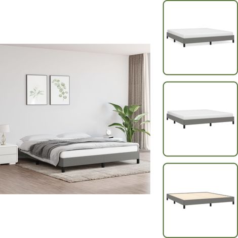 Cadre de lit sans matelas gris foncé 160x200 cm tissu - Cadre De Lit - Lit Double - Literie - Meuble Chambre - Chambre À Coucher (1/5)