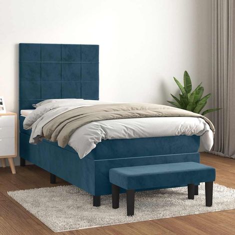 Boxspringbett mit Matratze Dunkelblau 90x200 cm Samt