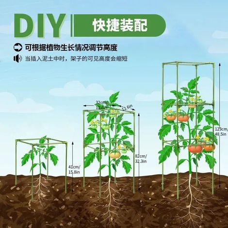 Support carré en fibre de verre (27 x 164) pour plantes grimpantes, concombres, tomates, etc. - Accessoire de jardinage