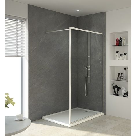 MARWELL City Duschwand - 120 x 200 cm - silber - Begehbare Dusche - Walk-In - Duschabtrennung- silber Duschwand (1/4)