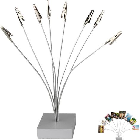 Porte-photos avec 8 pinces - Support photo - Porte-photos - Support de bureau pour bloc-notes - Cadre photo - Présentoir photo - Tableau mémo - Idéal pour la maison, le bureau, les mariages, les fêtes (1/5)