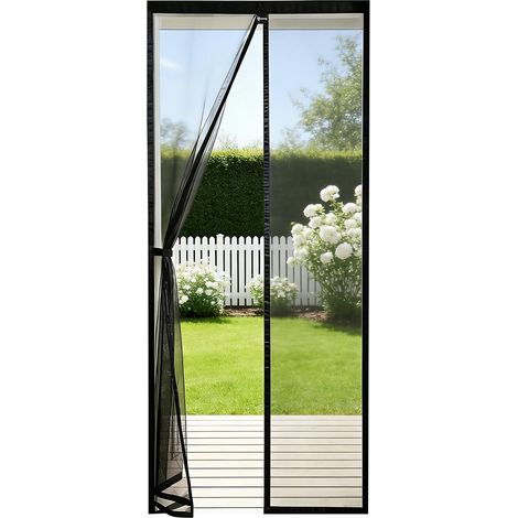 Moustiquaire magnétique pour porte de balcon, protection contre les insectes, rideau de porte anti-moustiques, moustiquaire 95x210 cm Noir (1/5)