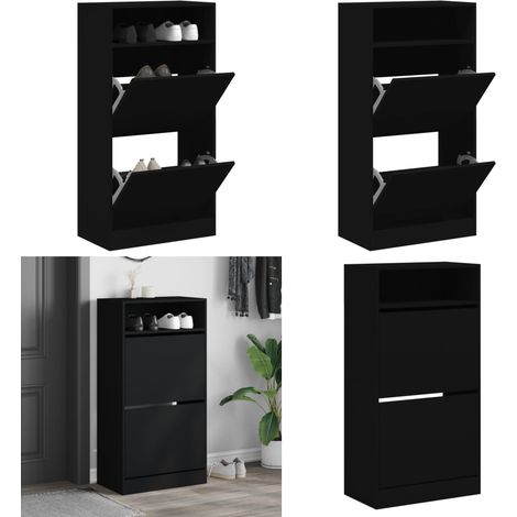 Schuhschrank Schwarz 60x34x116 cm Holzwerkstoff - Schuhschrank - Schrank Für Schuhe - Schuhregal - Garderobe - Einbauschrank - Home & Living (1/5)