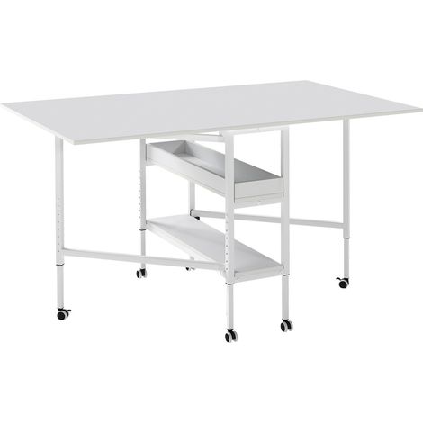 Levede Folding Sewing Table Craft Desk with Storage Lockable Wheels Adjustable (1/5)