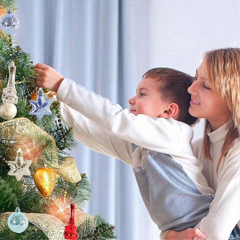 Boules de Noël (28 pièces) - Décorations à suspendre pour sapin de Noël - Incassables - Coffret cadeau portable (1/4)