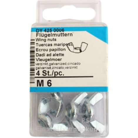 CONFEZIONE DA 4 PEZZI - DADI A GALLETTO6MM - IN ACCIAIO ZINCATO