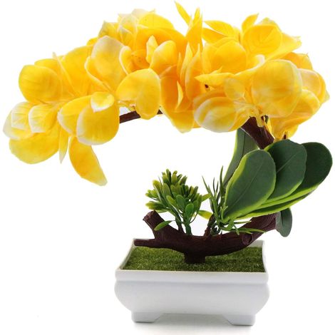 Plante Artificielle en Pot - Fleurs de bonsaï artificielles en Plastique - Petites Plantes décoratives - Idéal pour Bureau, Jardin, Balcon, décoration de Table et décoration extérieure - Cadeau (1/5)