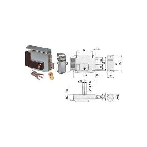 ELETTROSERRATURA PER CANCELLI CON TETTO 2 MANDATE 11761  mm.50 DX (11761501)    CISA