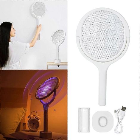 Lampe anti-moustiques électrique rechargeable 3500 V, raquette anti-mouches réglable (1/4)