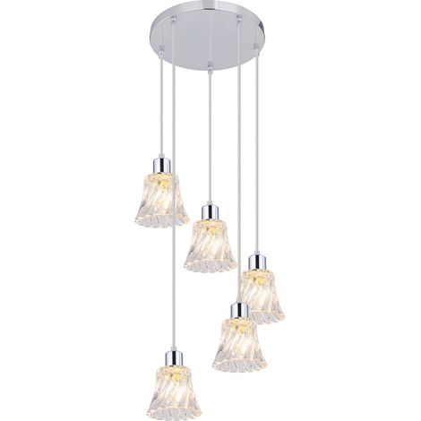 Lampada a sospensione HESTIA CHROME TRASPARENTE E14 5X MAX 40W L: 120 cm Ø28cm dimmerabile (1/3)