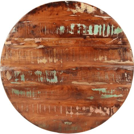 vidaXL Piano per Tavolo Ø 70x1,5 cm Rotondo Legno Massello di Recupero (1/5)