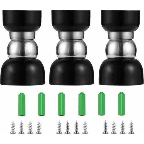 3-Piece Magnetic Door Stop, Stainless Steel Door Stoppers for Wall or Floor Mounting with Screws - 55x34x30mm - LIAIKI