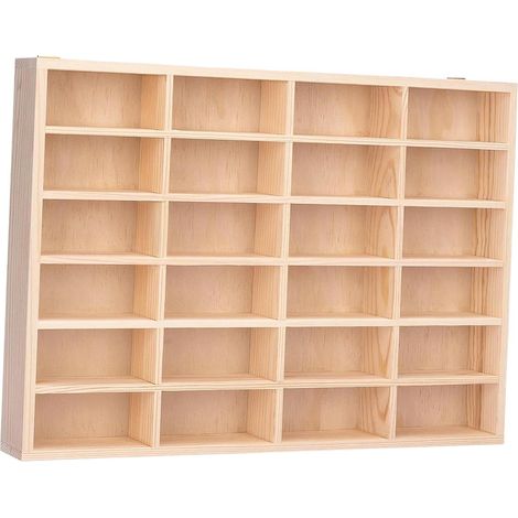 Vitrine de présentation Murale en Bois pour Voiture Jouet à l'échelle 1/64, idéale pour Un Cadeau Artisanal, Rangement Moderne, 24 Compartiments (1/5)