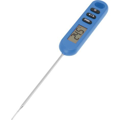 Food thermometer for meat, instant reading, digital, for cooking, BBQ, with long probe, blue (1/5)