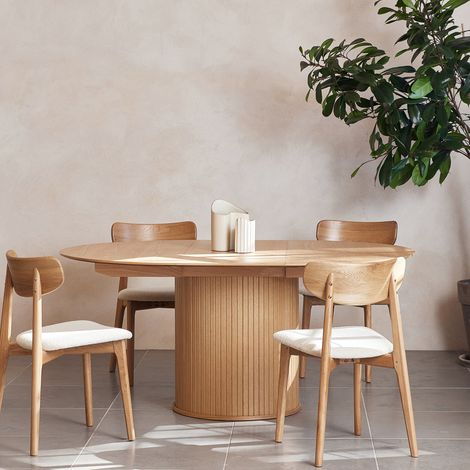 Table à manger extensible 120/167x120x75 cm chêne naturel - SKYRA