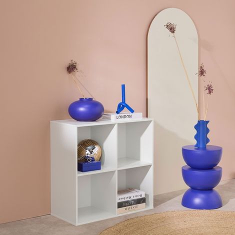 Etagère. bibliothèque. module de rangement décor bois blanc 4 compartiments L 70 x P 35 x H 70cm - Kompo