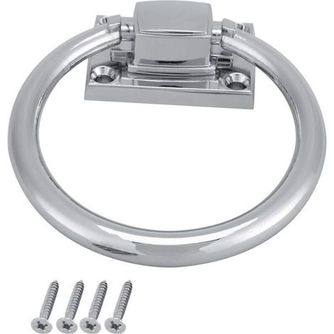 Anneau de Traction Poignée de Porte Acier Inoxydable Argent Brillant Anneau de Traction en métal chromé Rond heurtoir de Porte en Bois intégré Chaise Tire Poignée Décor (100 x 54 x 37 mm) (1/5)