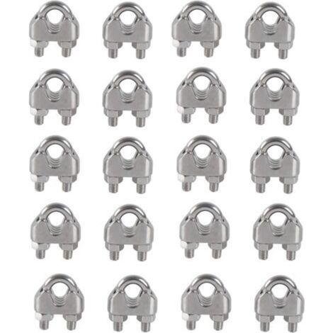 M3 Serre-câbles Etrier U Boulon Clip de Câble 304 Acier inoxydable Selle de pince de Câble Câble métallique Clips pour etendoir linge exterieur20PCS (1/5)