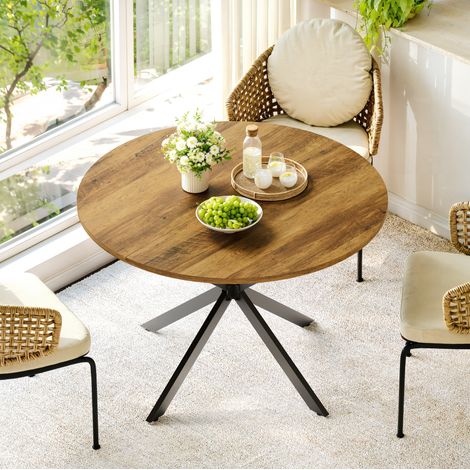 Runder Esstisch 120x120x78 cm Braun/Schwarz – X-Gestell, Holzwerkstoffplatte MEUBLIV (1/5)