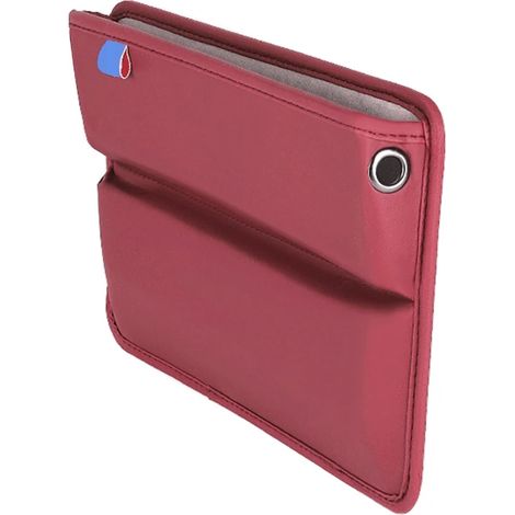 (Bourgogne) Coffret de rangement haut de gamme pour sièges de voiture, rangement pour console centrale, portefeuille, clés et pièces de monnaie, en cuir. (1/5)